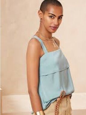 Banana Republic Factory Light Blue Layered Square-Neck Tie Back Camisole